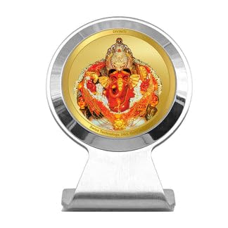 Image of Diviniti 24K Gold Plated Lord Siddhivinayak Ganpati Bappa Car Dashboard Idol Frame | Premium Spiritual Car Accessory for Divine Blessings & Positivity | Luxury Devotional Gift for Car, Office & Home |