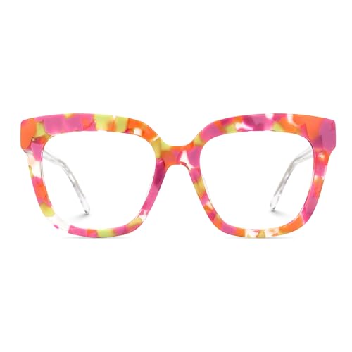 Image of Zeelool Glasses Frame for Women, Square Fashion Eyeglasses Eyewear Frame with Non-prescription Clear Lens & Spring Hinges ZJGA716969-08