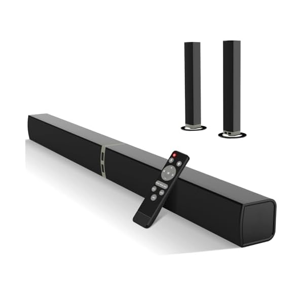 MZEIBO TV Sound Bar, Sound Bars for Smart TV, Bluetooth 5.0 Soundbar 60W 32Inch Detachable Soundbars with HDMI-ARC/Optical/AUX Connection, TV Speakers Soundbar for Home Theater Audio