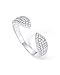 PAVOI Rhodium Plated Cuff Statement Ring for Women | Cubic Zirconia Eternity Bands | Open Stackable Rings for Women | Size 5