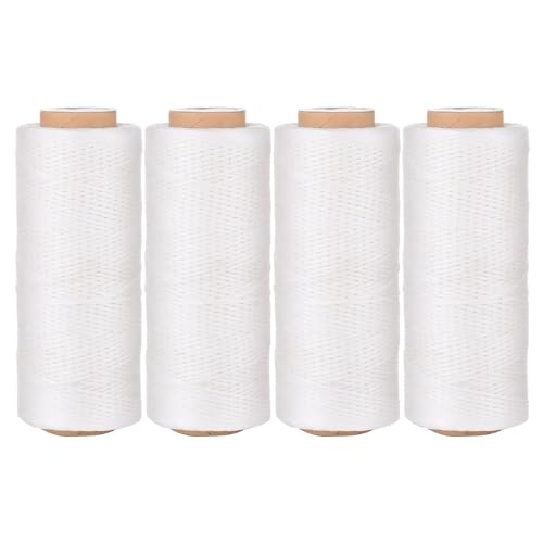 Rnigra Hilo encerado de 120 m, hilo de cuero 150D de 0,8 mm, para costura de cuero, para tapicería, bolsos, encuadernación, reparación de zapatos, manualidades, pulseras tejidas, etc. (blanco)