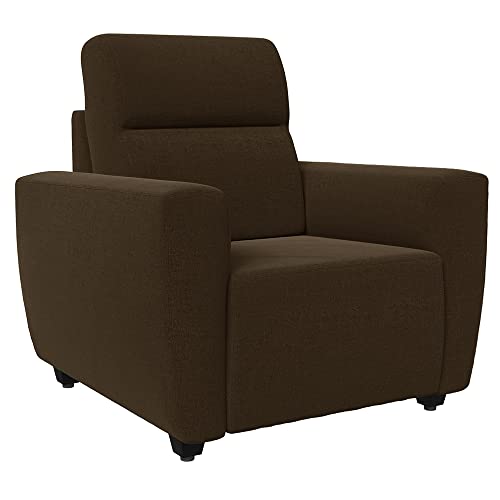Image of Wakefit Sofa Set | 3 Year Warranty | Sofa 1 Seater, 1 Seater Sofa for Living Room, Wooden Sofa Set, Sofa Set Single Seater - Belize(Malphino : Dark Earth)