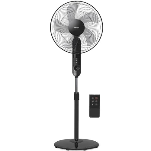 Pro Breeze® 16-Inch Pedestal Fan with Remote Control and LED Display - 4 Operational Modes - 80° Oscillation - Adjustable Height & Pivoting Fan Head - Perfect for Homes, Offices and Bedrooms
