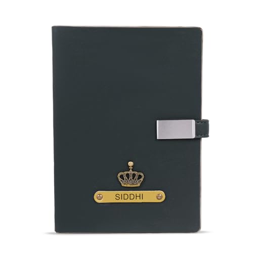 Image of ncgifts Personalized Notebook With Name | Customized Diary | Personalized Notebook A5 200 Ruled Pages Customized Diwali Daily Journal Diaries Diary Gifts for Men Women Friends, Family | Olive