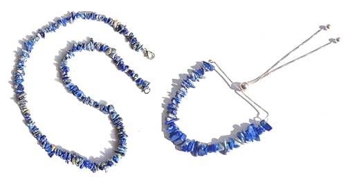 Juego de joyas de lapislázuli collar y pulsera para lucir en cenas y eventos