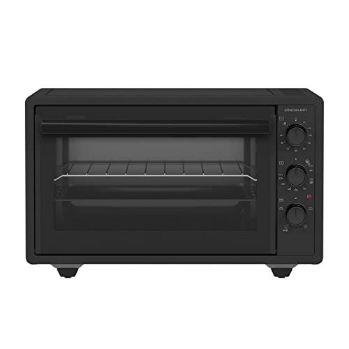 Cookology CMO37BK 37 Litre Portable Mini Countertop Oven and Grill - 1500W Electric 4 Multi-function Cooker with Wire Rack, Baking Tray, Adjustable Temperature Control & 90 Minute Timer - In Black