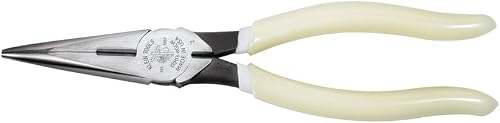 Klein Tools D203-8-GLW Long Nose Pliers, Hi-Viz Glow In the Dark Pliers with Extended Grips For Reach and Leverage, 20cm