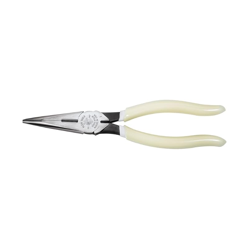 Alicate de bico longo com corte lateral KLEIN TOOLS D203-8-GLW, cabo que brilha no escuro e empunhadura estendida, 20,3 cm
