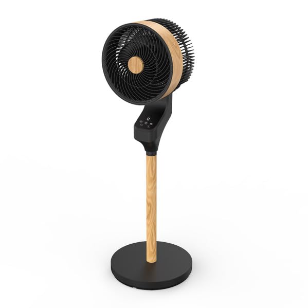 FABRILAMP Ventilador Pie Bizancio Negro/haya 50w 3velocidades 95x30x30 Oscilante,tactil Display,remoto Y Temporizador
