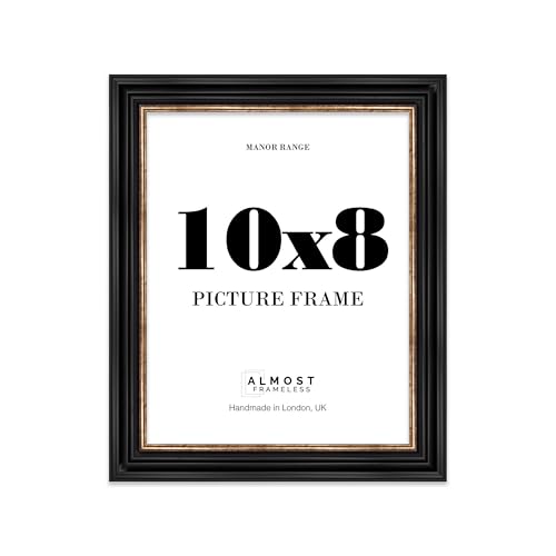 Image of 10x8 Picture Frame, Display 10x8 Pictures (20.3 x 25.4cm) - Black & Gold Elegant 42mm Edge Ideal for Home Gallery Display - 1 Pack