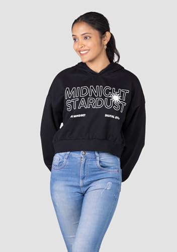 Image of Baggy Fit Hooded Sweatshirt Drop Shoulder |Printed Full Sleeve Hoodie for Women