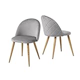 OFCASA Esszimmerstühle 2er Set Samt Stühle Küchenstuhl 2 Stück Wohnzimmer Stuhl mit Metallbeinen Restaurant Hotel Möbel Rosa/Grau/Hellblau (2 Grau Stühle)