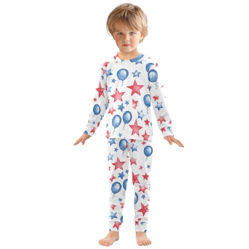 Fustylead Watercolor 4th Of July Memorial Day Cotton Pajamas, Snug Fit Long Sleeve Soft Sleepwear Pjs3