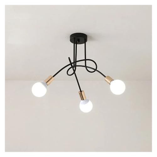 Lampe suspendue blanche et noire E27 lustre rétro 3 têtes luminaire décoratif d'intérieur