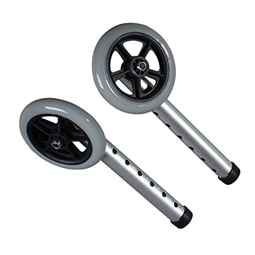 Healeved 2pcs Silver Walking Aid Replacement Wheel Wheelchair Wheel Aluminum Alloy Wheel for Rolling Walker