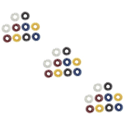 BESTYASH 3sets 10pcs Acupressure Finger Massage Ring Therapy Rings for Relief and Improved Concentration Includes Silver Black Blue and Red Options 10pcs*3