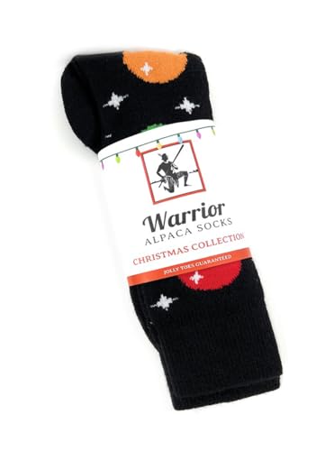 Image of WARRIOR APACA SOCKS - Alpaca Wool Thick Fun Novelty /Camp Socks for Men & Women - Cozy Soft, Warm and Hypoallergenic 1-Pair (Holiday Ornament, Large)
