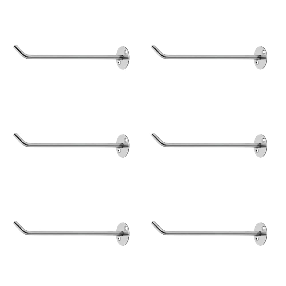 - SH Premium Stainless Steel Wall Hooks (10 Inch, Pack of 6) – Heavy Duty, Rust-Proof Display Hangers for Retail Shop, Kitchen Utensils,Garage & Home – Rust Free 2mm Thick Base Chrome Finish