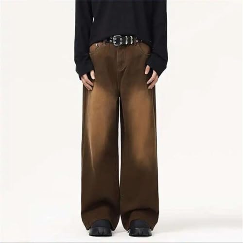 Men's Jeans American Washed Deisgn Distressed Baggy Straight Leg Denim Pants3