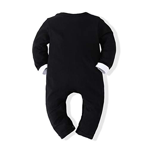 Kimocat Baby Boy Romper Tuxedo Jumpsuit Gentleman One-Piece Button-Down Bowtie Wedding Suit Bodysuit thumb #1