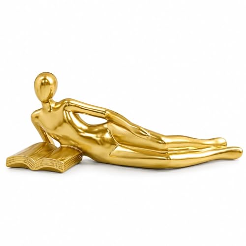 Estatua decorativa abstracta de lector estilo Thinker Gold D miniatura 1
