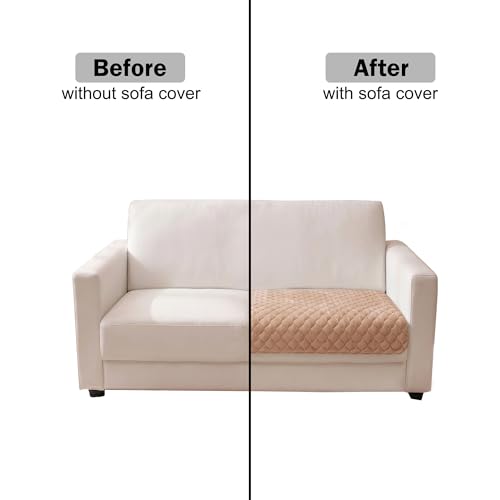 Image of Story@Home Premium Quilted Anti Slip Sofa Cover Mats for L Shape and 1 /2 /3 Seater Sofa. Make Your Own Sofa Cover Set, 70(D) x 120(L) cm - Beige
