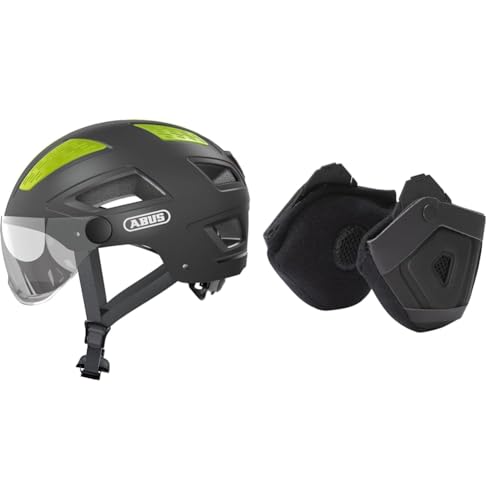 ABUS Stadthelm Hyban 2.0 ACE & Ohrenschützer - Pedelec 2.0 Earpads - ansteckbar an den Fahrradhelm - Winterkit, schwarz