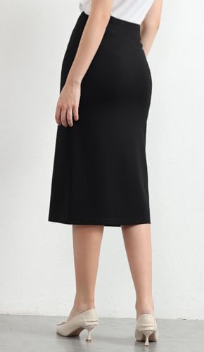 Women’s Classic Below Knee Pencil Skirt Stretch Line Midi Skirt of Business Casual Outfits2