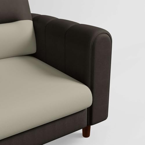 Image of GODREJ INTERIO Sofa Smuff V2 1 Seater Fabric Sofa for Living Room, 3-Years Warranty, Solid Wood, Beige and Brown
