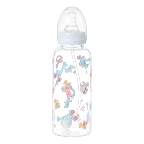 Imagen de Biberón para adultos de 400 ml sin BPA vidrio con diseño impreso tetina de silicona y pajita