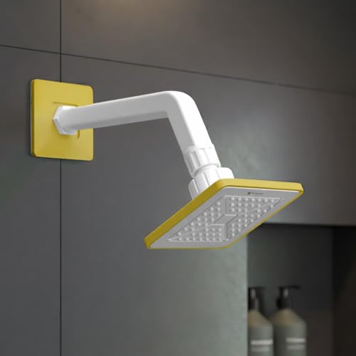 Image of YERAWAR Wall Mounted Overhead Shower Head | High Pressure Rain Shower | ABS Material Body | Anti-Clog Nozzles | Easy Install Bathroom Shower for Home & Hotel (Yellow, 6 X 6 Inch)