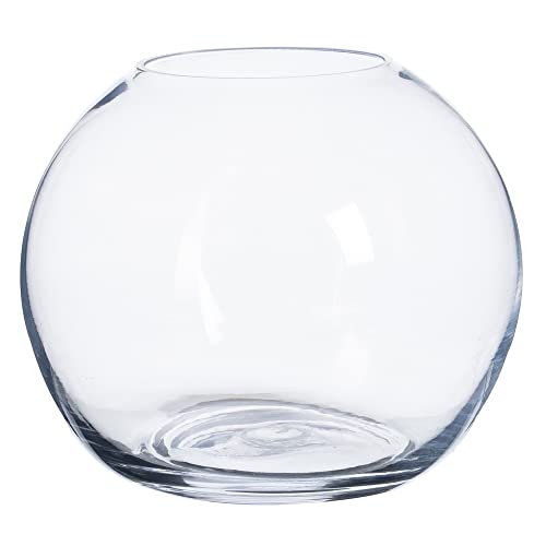 LOLAhome Jarrón pecera de Cristal Transparente de Ø 20x20 cm