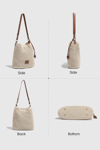 Women Small Cotton Crochet String Bag Handwoven Summer Beach Tote Bag Knitted Vacation Hobo Purse Bohemian Shoulder Handbag2
