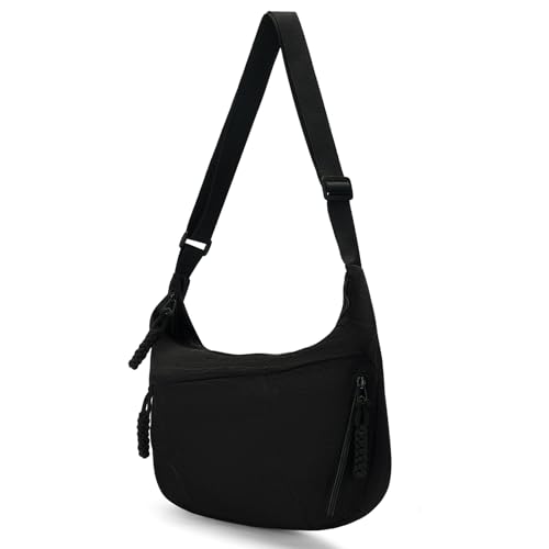 Lightweight Nylon Crossbody Bag for Women & Men - Multi-Pocket Moon Dumpling Sling Bag2