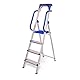 Secure Pro, 4 Stufen, verstärktes Aluminium, sicher mit Rampen, Ablage für Werkzeuge, Höhe Plattform 89 cm, Belastung 150 kg Hostrom