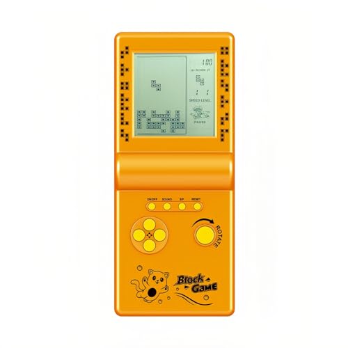 CZT Cube Consola de Juegos Pantalla Grande 999 en 1 Juego de Bloques Consola portátil Retro Ladrillos electrónicos portátiles Puzzle Regalos de Juguetes para niños/Estudiantes/Novios (Orange)
