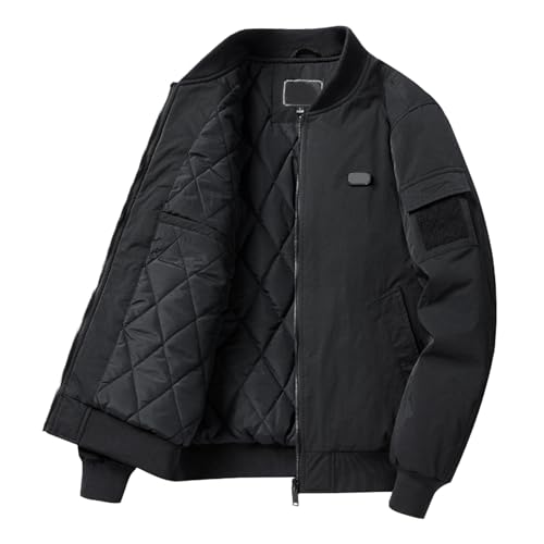 Chaqueta de invierno para hombre con forro cálido, chaqueta bomber, chaqueta acolchada de invierno, parka vintage, chaqueta de entretiempo, chaqueta de bombardero gruesa, chaqueta de softshell
