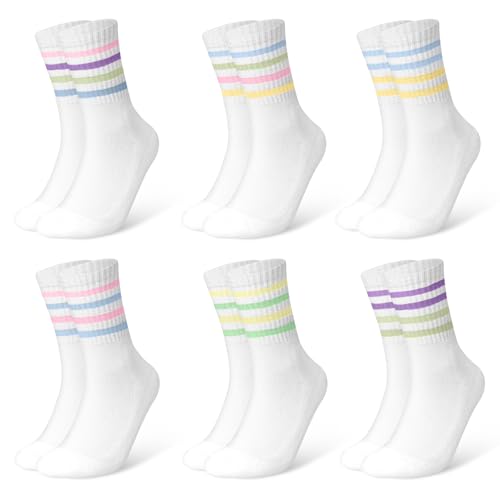 HAGOT HAGOTCalcetines Deporte Mujer 6 Pares, Calcetines Altos Mujer de Tenis, Amortiguadore, Transpirables y Antitranspirantes, 39-42 EU