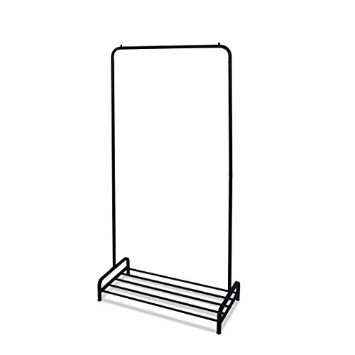 LEVIVO 331800000229 Perchero/burro de ropa, abierto, barra con zapatero en la parte inferior, tendedero, perchero de metal de adecuada calidad, Negro, 85 x 40 x 165 cm