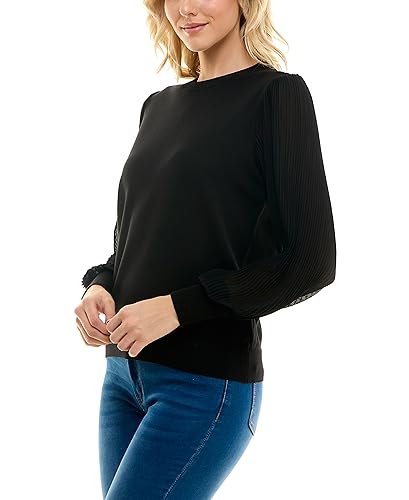 Image of Zac & Rachel Women's Sweater Knit + Pleated Chiffon Blouse