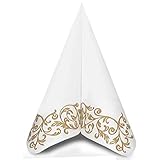 Mank Rob Airlaid Servietten Stoffähnlich 40x40cm 50 Stück pro Packung Hochwertig Stoffoptik Hochzeitsservietten Ornament Geburtstag Hochzeit in gold