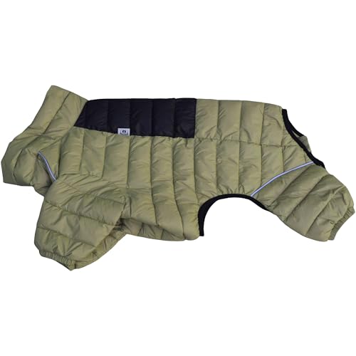 Hundemantel, warme Hundejacke, 4 Beine bedeckt, wasserdicht, Winddicht, reflektierende, warme Hundeweste, Hundeschneejacke für kleine, mittlere und große Hunde.Olive Green M