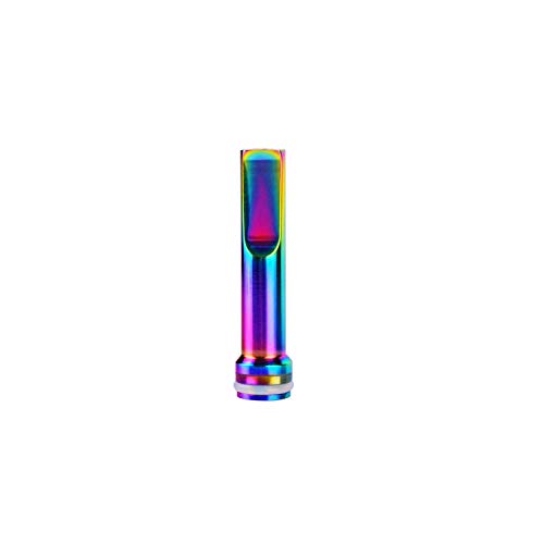 WOLFTEETH Anti Oil Splash Medium Long Straight Stainless Steel 510 Mouthpieces, Short Drip Tip with Flat Vape Mouth for Electronic Cigarette Vape Tank Devices, Nicotine Free/Rainbow 124806