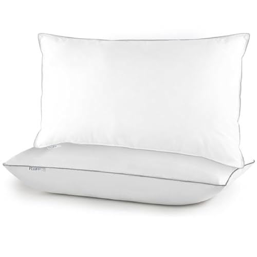 FluffCo Zen Down Alternative Standard Size Pillow with Soft Microfiber Fill - Plush Cloud-Like Comfort for Side & Back Sleepers - Hypoallergenic Bed Pillow for Deep Sleep & Neck Support
