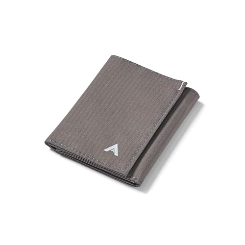 Image of Allett Trifold Wallet, Charcoal Grey | Nylon, RFID Blocking | Slim, Minimalist, Water Resistant, Thin, Front Pocket | Holds 2-12 Cards, Flat Bills, Receipts & Coins | For Men & Women
