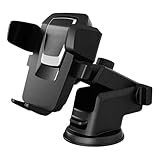 Suporte Veicular Universal para Celular GPS Giratório 360° Ventosa Ultra Forte com Trava Automática e Antivibração Fixa Painel Vidro de Carro Anti-Queda Waze Uber e Táxi Premium (Preto)