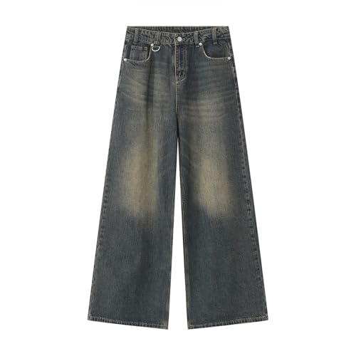 Men‘s Wornout Denim Trendy Straight Jeans Casual Loose Wide Leg Men's Autumn Vintage Fashion