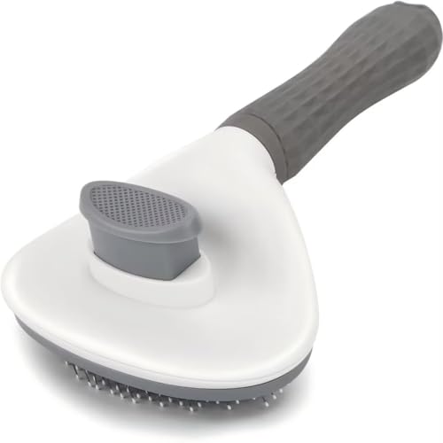 Image of Pet Hair Removal Brush for Dog Cat Grooming Tool, Self Cleaning Slicker Hair Massage Comb Loose Undercoat Removes Tangles Fur Hair Slicker Brush for Puppy Kitten Bunny Massage-Pet Supplies (Gray)