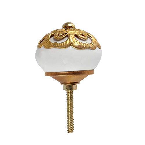 Puxador Cerâmica Trabalhado Dourado 4X4X3cm