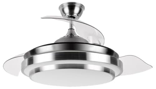 Ventilador DC Ibe 72W, 6120 lm en níquel, 3 aspas y un ángulo de 108°. Incluye 3 temperaturas de color: 3000K, 4000K, 6000K. Control remoto, memoria y temporizador para un uso práctico.